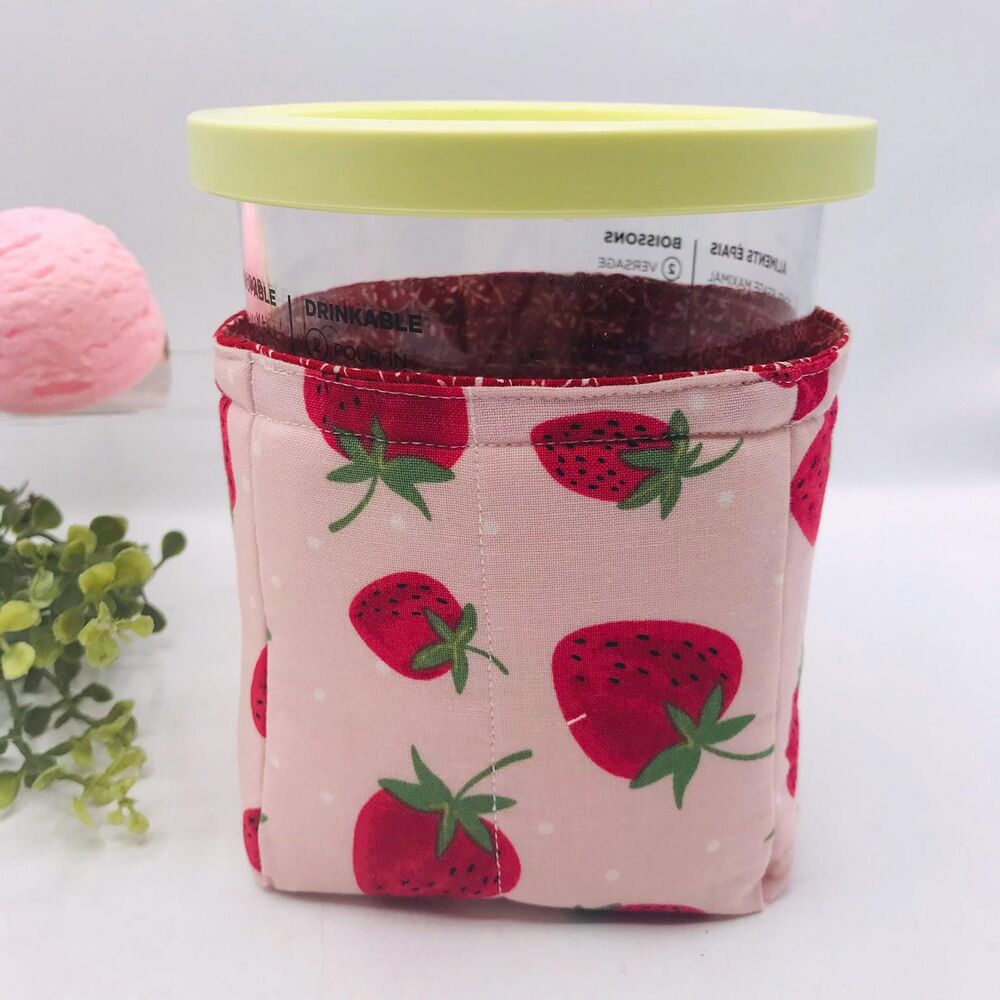Cozy for Ninja CREAMi Deluxe 24 oz for NC500 Series, Insulated Strawberries Pink